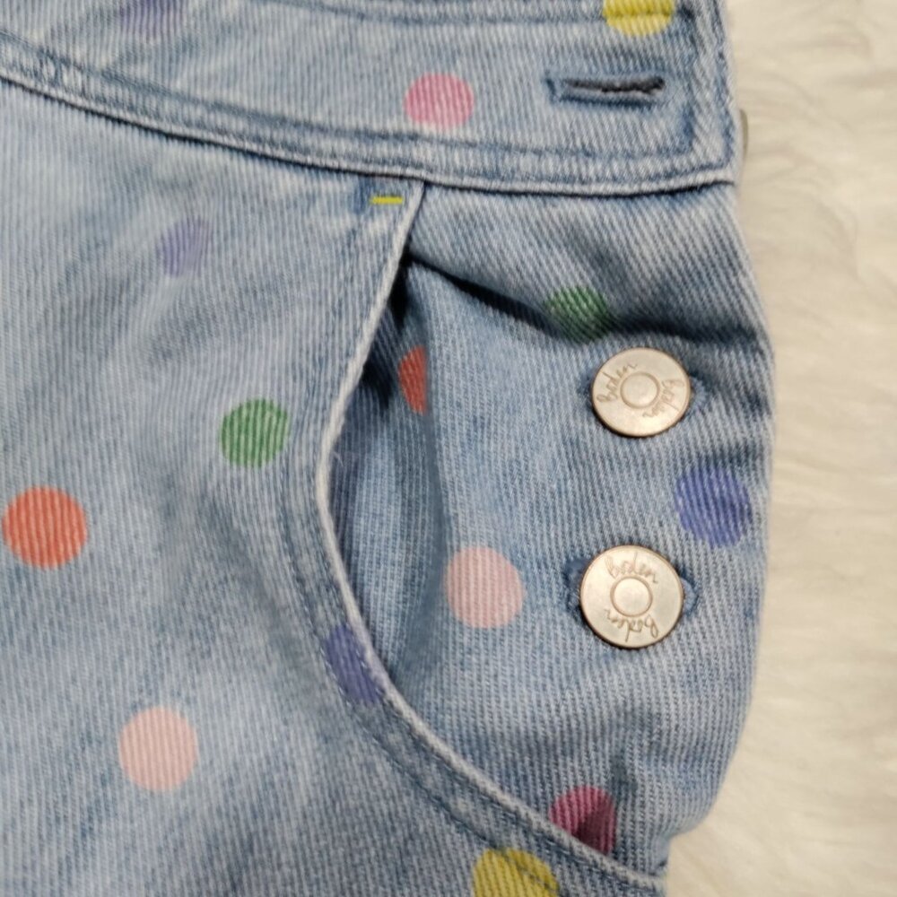Boden 100% Cotton Girls Size 13-14Y Polka Dot Denim Dungarees Overalls Blue - Picture 5 of 13